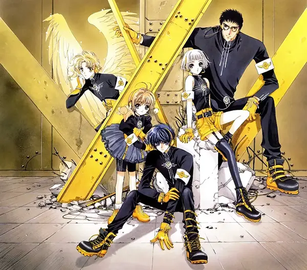 Illustrazione crossover di personaggi tratti dai manga Cardcaptor Sakura, CLOVER, X e Wish, realizzati dal collettivo CLAMP