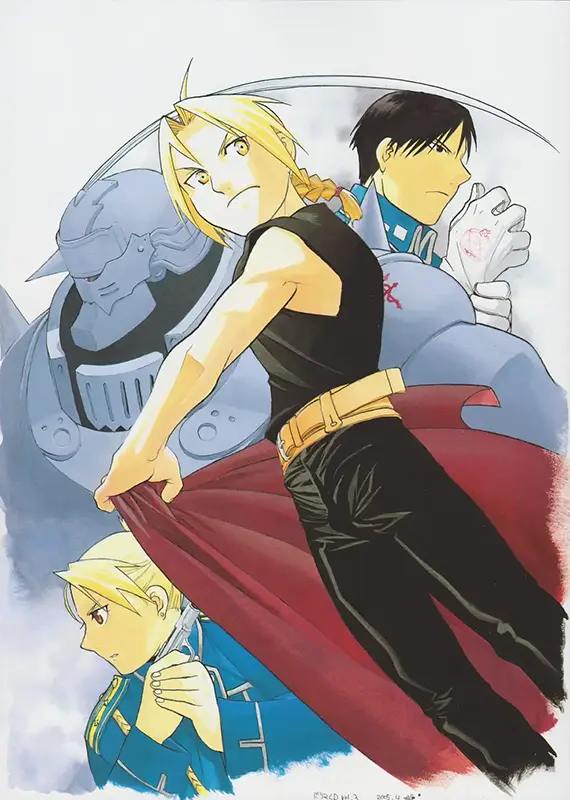 Illustrazione a colori di Fullmetal Alchemist, di Hiromu Arakawa