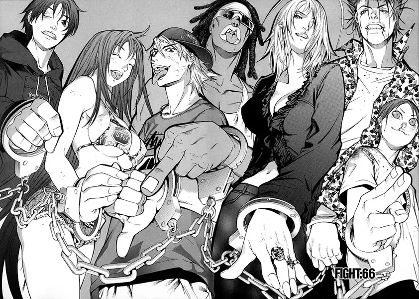 Lineup di personaggi del manga Tenjo Tenge, Inferno e Paradiso, di Oh! Great